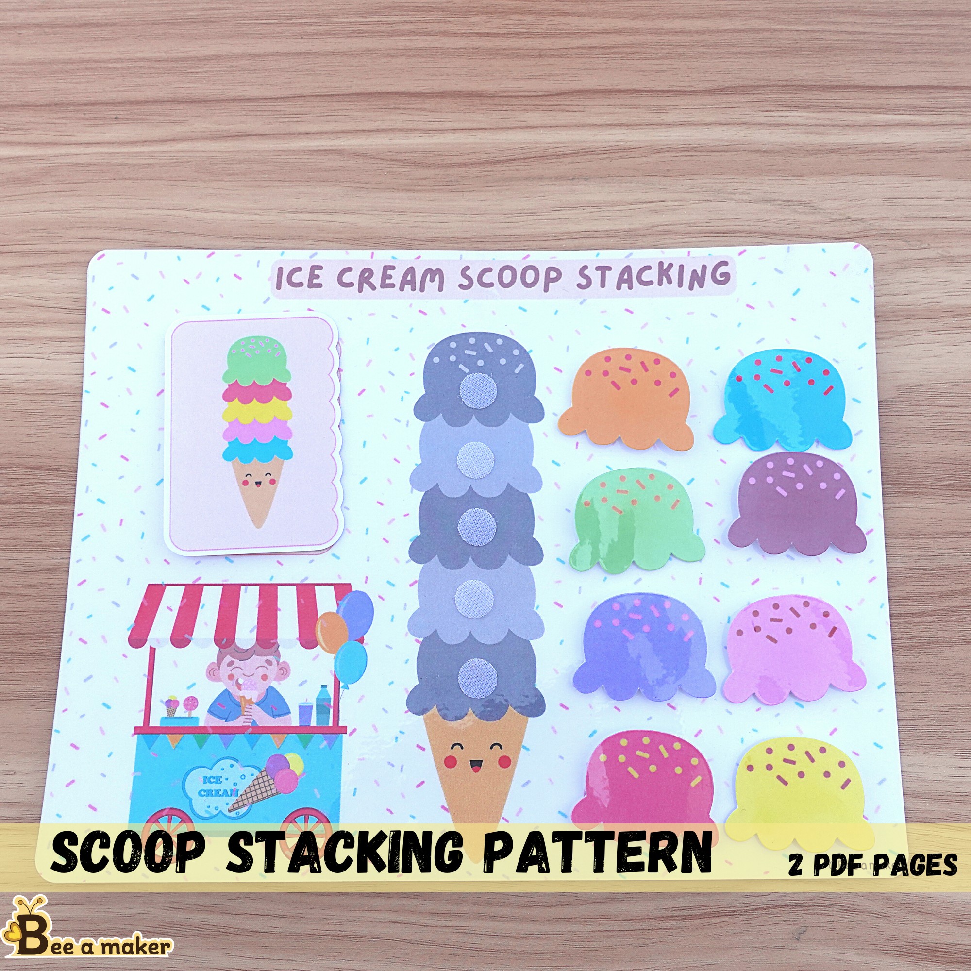 Stacking Ice Bags Pattern Ice Cream Scoop Stacking Pattern PDF - bee.a.maker