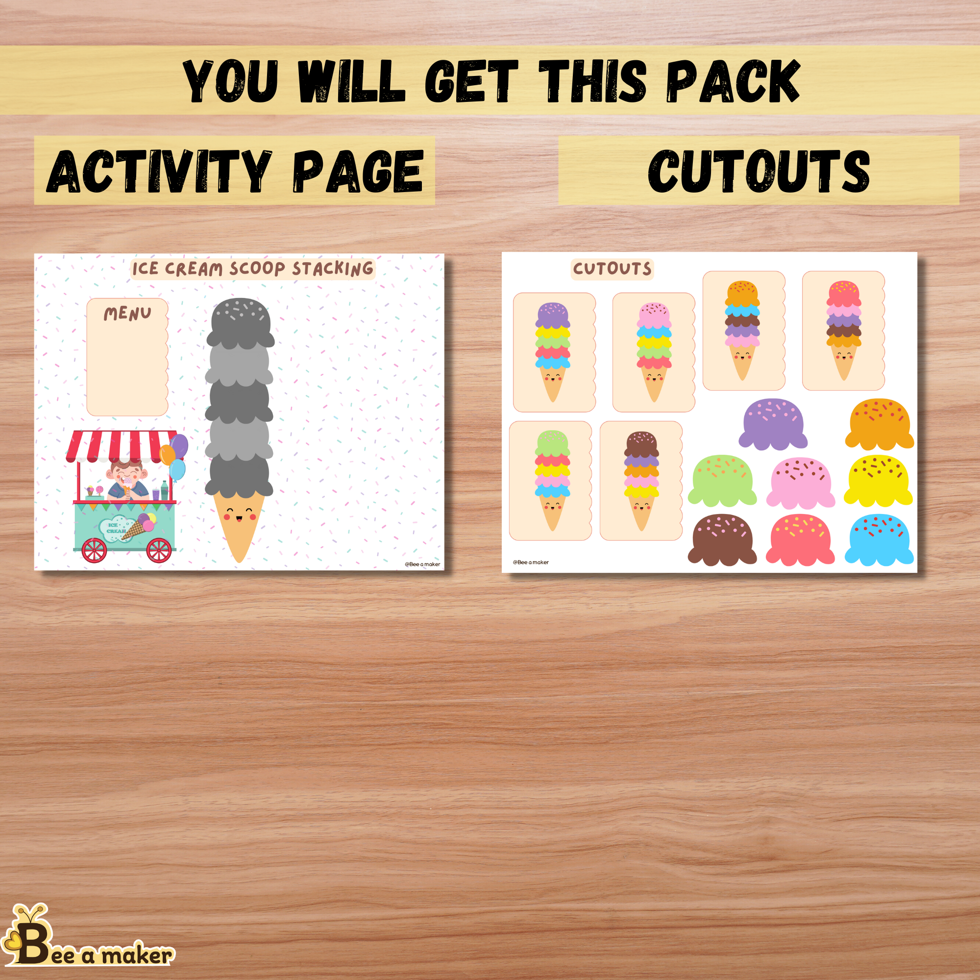 Stacking Ice Bags Pattern Ice Cream Scoop Stacking Pattern PDF - bee.a.maker