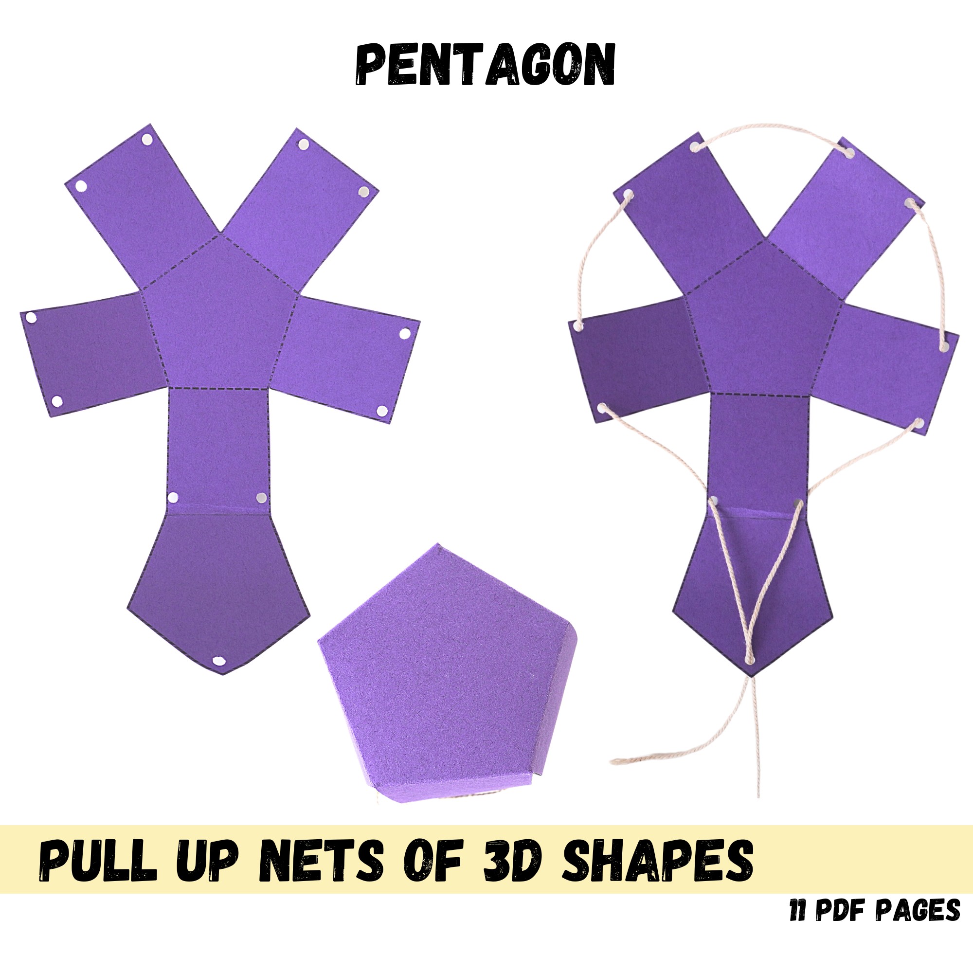Pull up Net of 3d Shapes- PDF - bee.a.maker