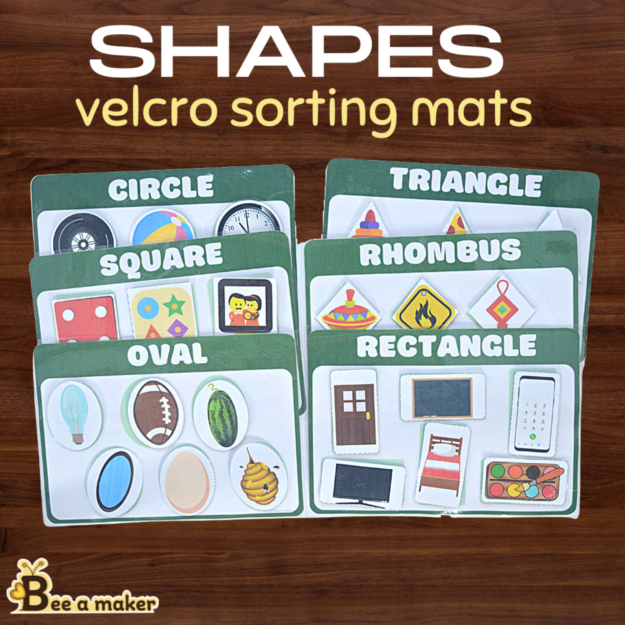Shape sorting mat velcro activity for toddlers - bee.a.maker